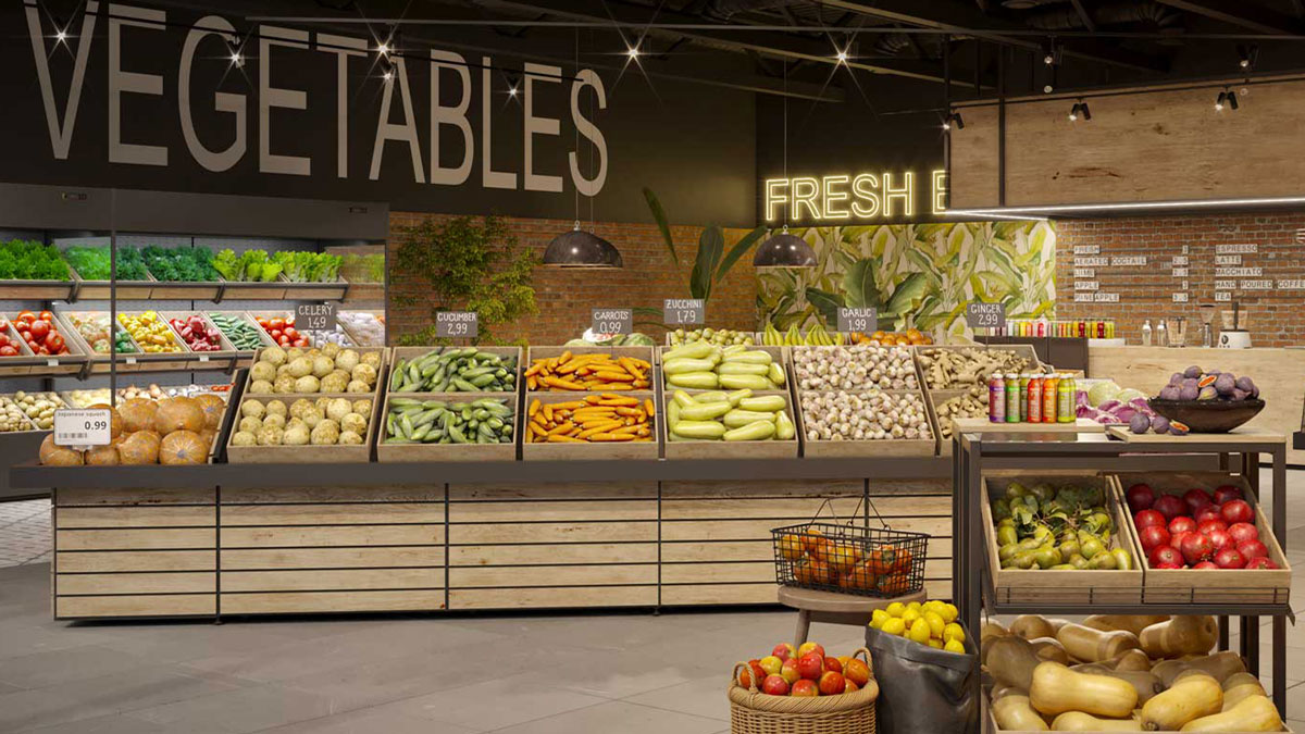 Fruit and vegetables shelving supplier